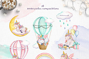 Unicorns. Watercolor set, an Animal Illustration by JuliaBadeeva (Thumbnail 2 of 11)