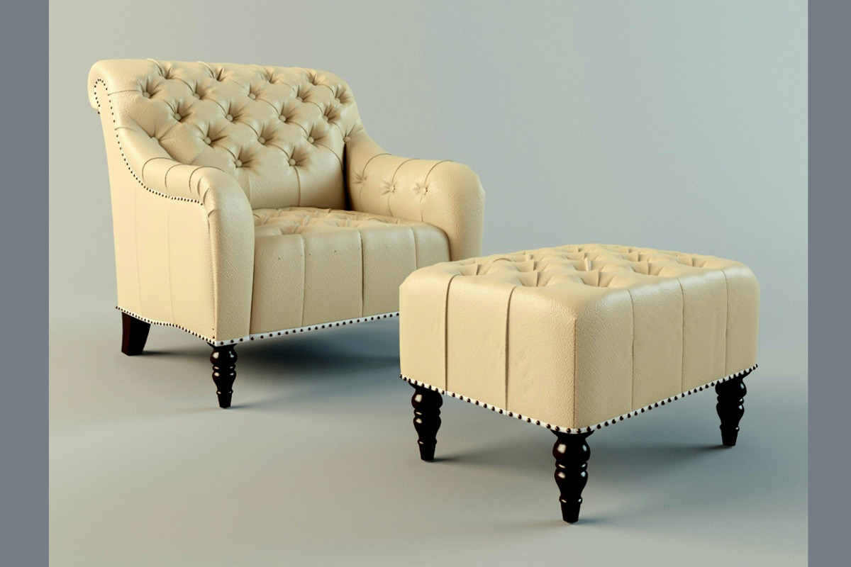 Brady Tufted Leather Chair & Ottoman, a Furniture 3D Model by 3Dpapa (Photo 1 of 4)