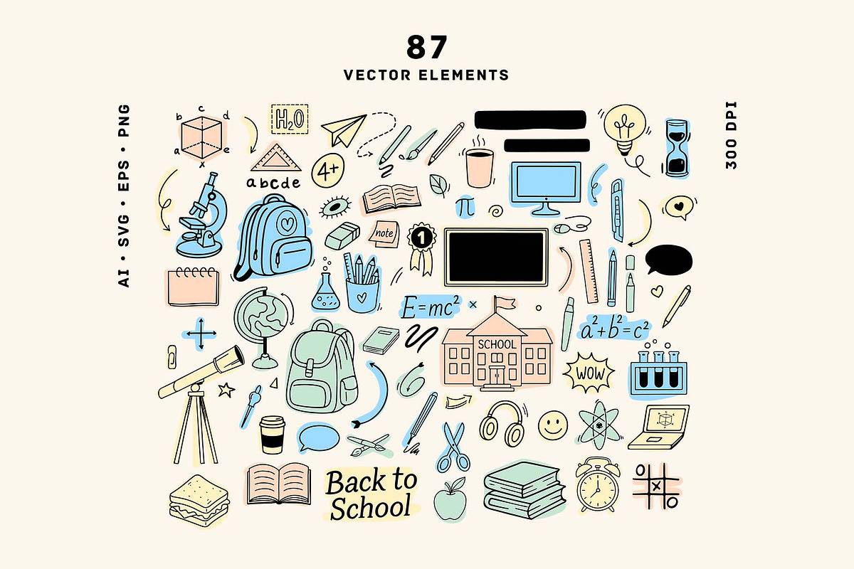 Back to School Line Art Clipart, an Education Illustration by VerAna (Photo 2 of 13)