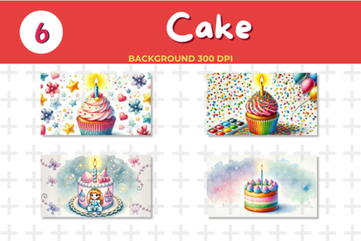 Watercolor of a Cake Background JPG, an Education Illustration by John_Walker (Photo 1 of 3)
