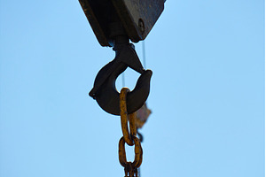 Crane hook and pulley system working, an Industrial Photo by darksoul72