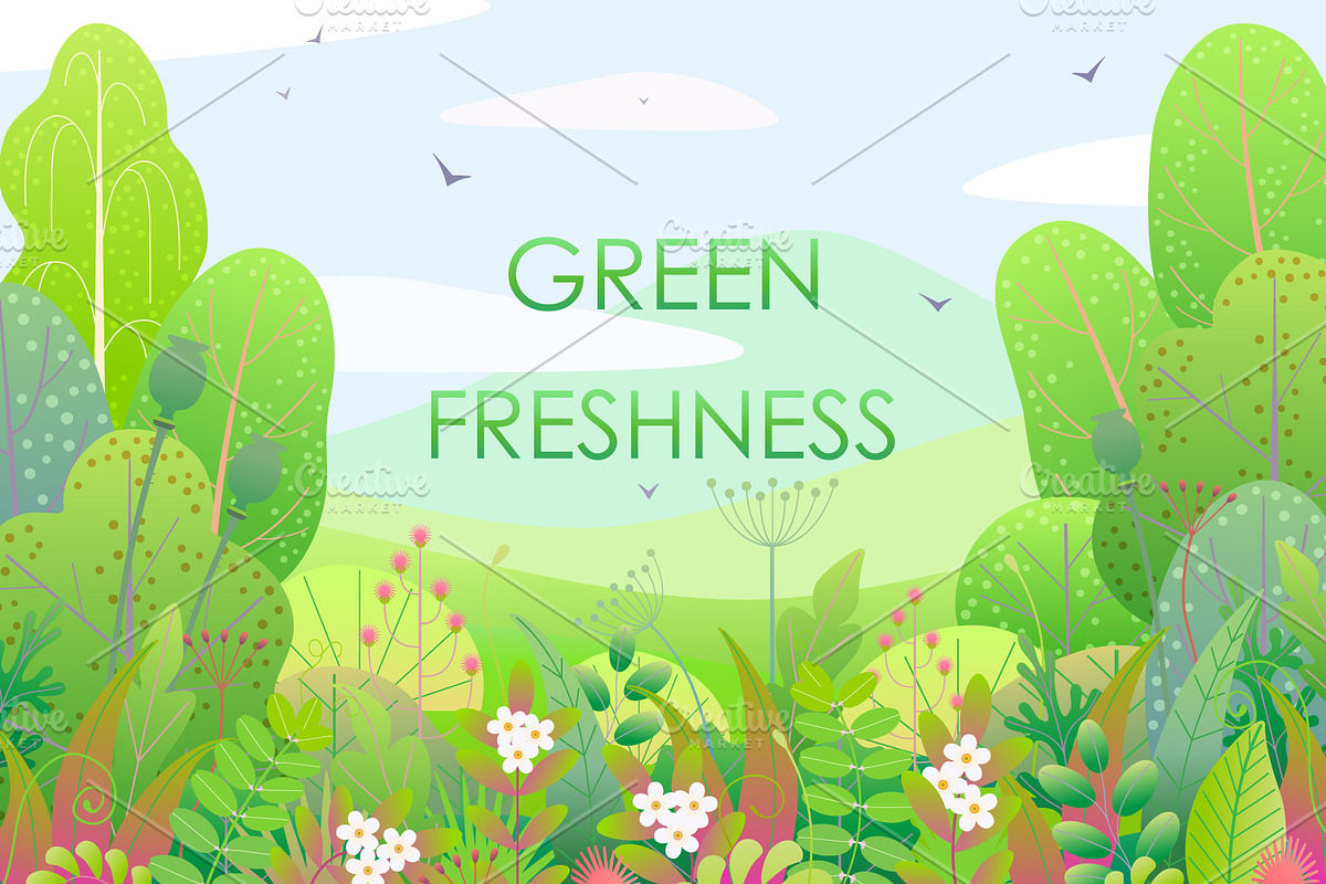 Green Leaves  Freshness, a Decorative Illustration by Valentyna Smordova (Photo 1 of 8)
