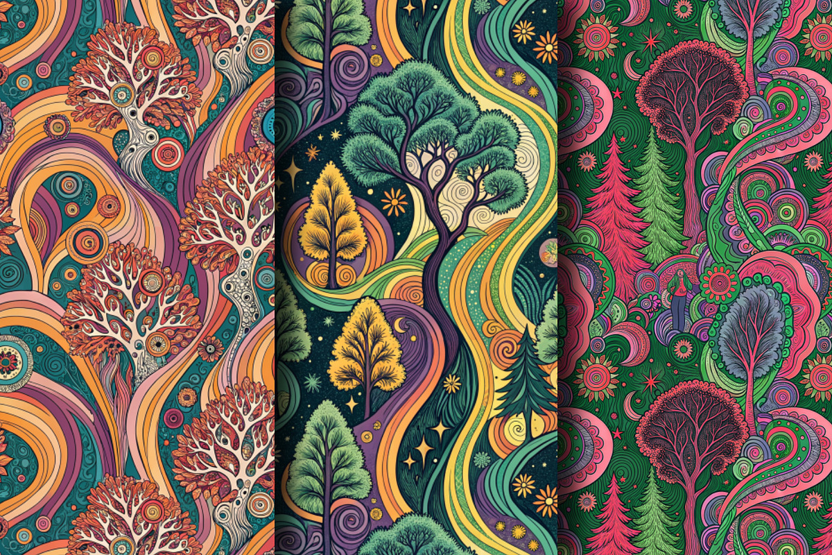 Psychedelic Symphony in 1970s Style, a Pattern Graphic by Designs by Helen Trupak (Photo 2 of 8)