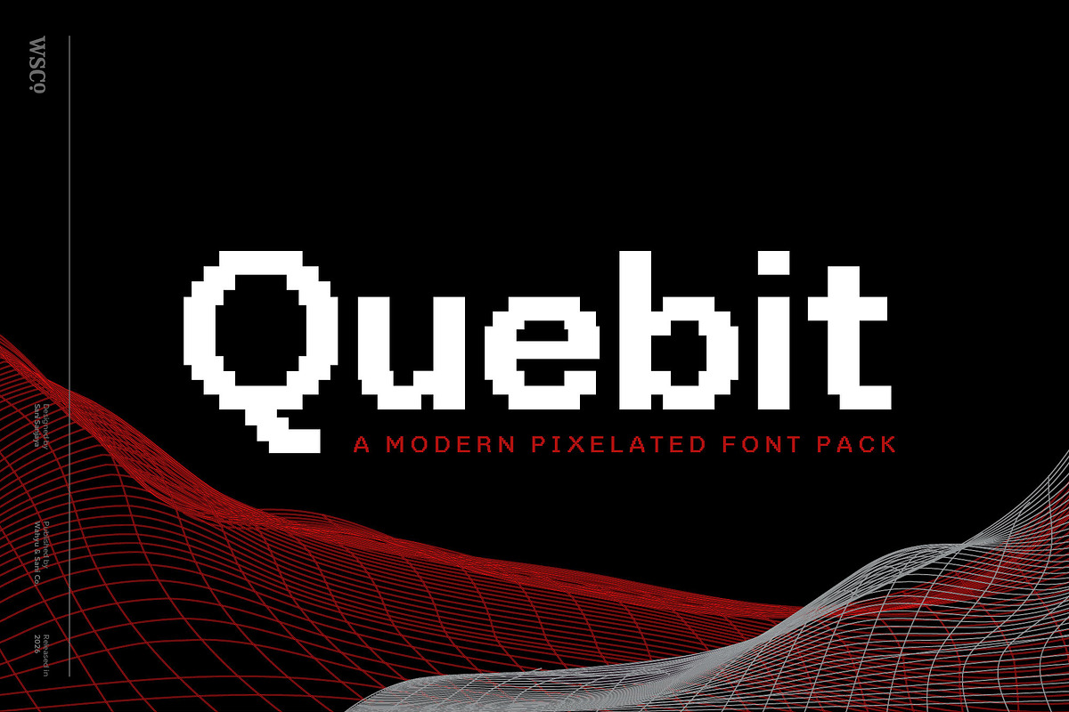 Quebit | Modern Pixelated Font Pack, a Sans Serif Font by Wahyu & Sani Co. (Photo 1 of 15)