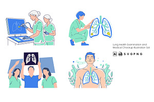 Lung Health Medical Illustration Set, a Healthcare Illustration by Stock Shape