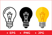 Light Bulb Vector Icon Graphic Set, a Solid Icon by Artonix (Thumbnail 1 of 2)