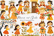 Flowers and Girls Clipart, an Illustration by Designworld (Thumbnail 1 of 5)