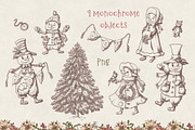 Christmas Vintage Snowmen, a Decorative Illustration by Otry Art (Thumbnail 15 of 17)