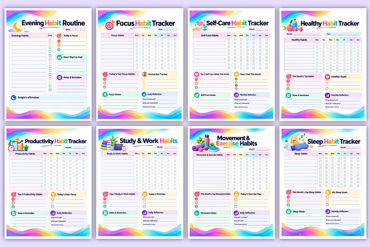 ADHD Habit Tracker | Focus, a Stationery Template by Mustafiz (Photo 3 of 4)