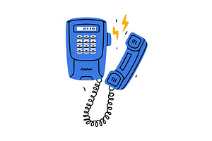 Blue Landline or Wireline Home, a Technology Illustration by TopVectors