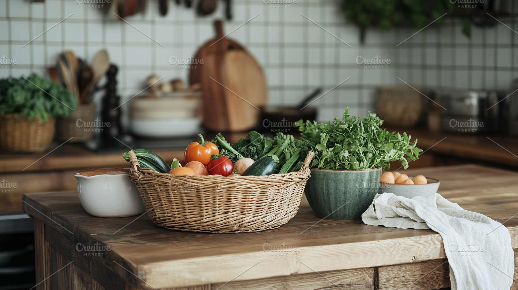 Rustic styled kitchen with wooden, a Food & Drink Photo by MistyDay