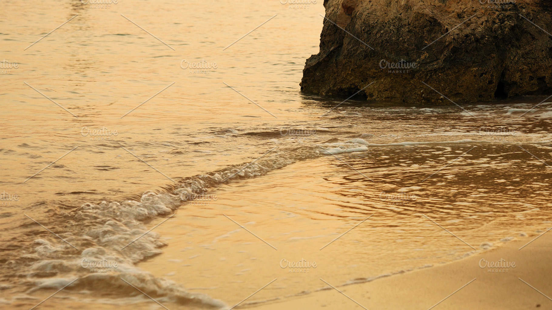 Soft sea waves rushing at the sunset, a Photo by HighRes Pictures