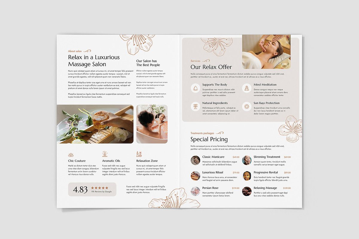 Spa Salon Brochure Bifold Canva, a Brochure Template by artbart (Photo 6 of 8)