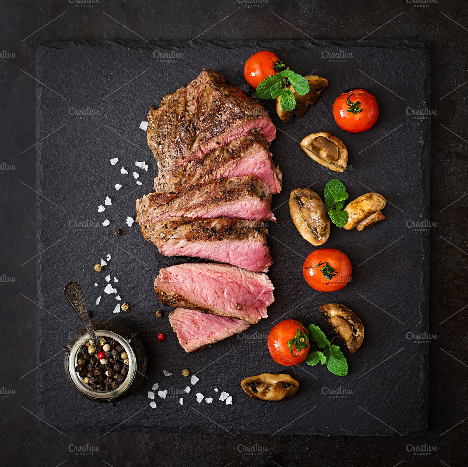 Juicy steak medium rare beef containing background, barbecue, and bbq, a Food & Drink Photo by timolina