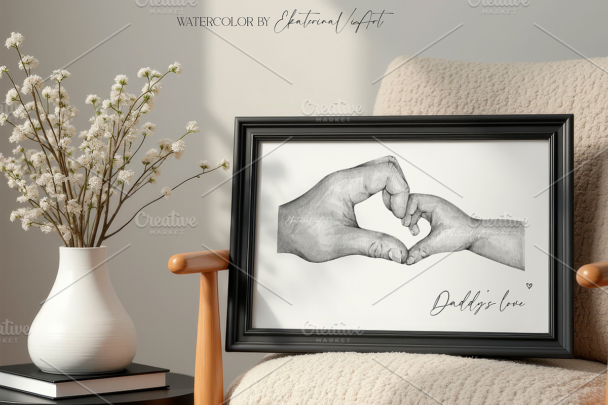 Heart Father and Baby Family Hands, a Person Illustration by EkaterinaViArt (Photo 3 of 5)