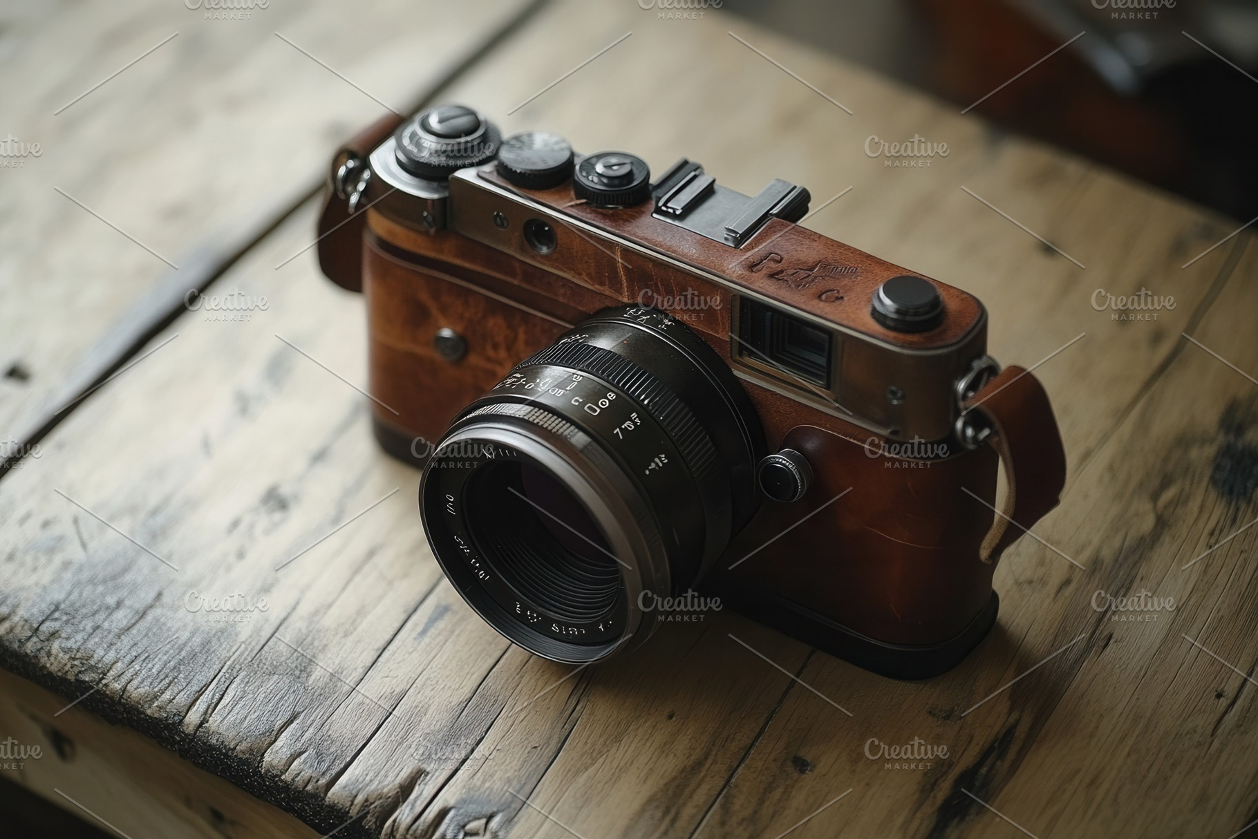 A retro vintage camera with leather, a Photo by Pavel_design