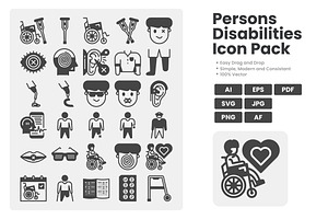 Persons With Disabilities Icon Pack, a Solid Icon by erifqizeicon