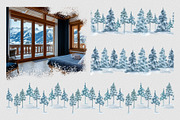Winter landscape watercolor clipart, an Illustration by Kate Lanbina (Thumbnail 8 of 12)