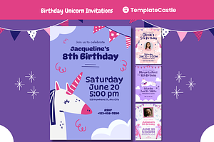 Unicorn Birthday Invitations