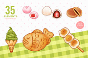 Japanese Desserts Sweet Treats, a Food Illustration by CreativeValuation (Thumbnail 2 of 12)
