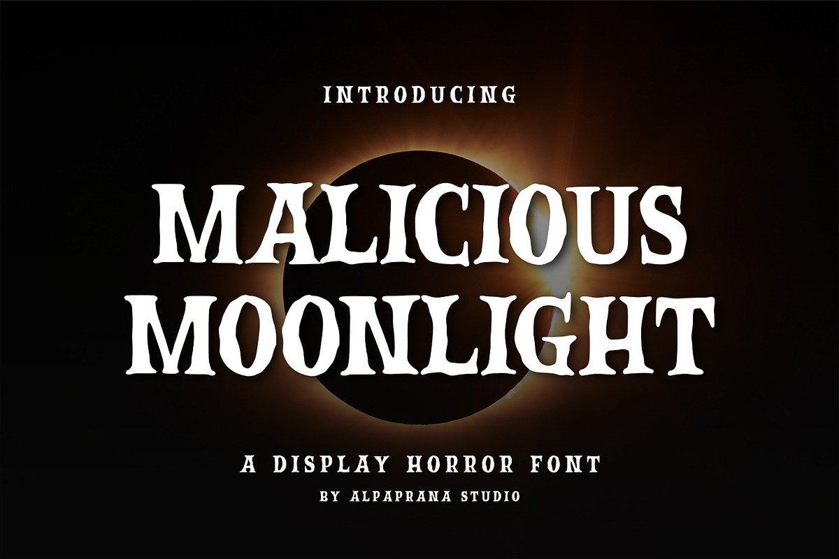 Malicious Moonlight - Display Font, a Script Font by Alpaprana (Photo 1 of 11)