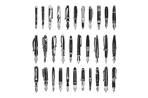 Fountain Pens of Various Kinds, an Object Illustration by LadadikArt