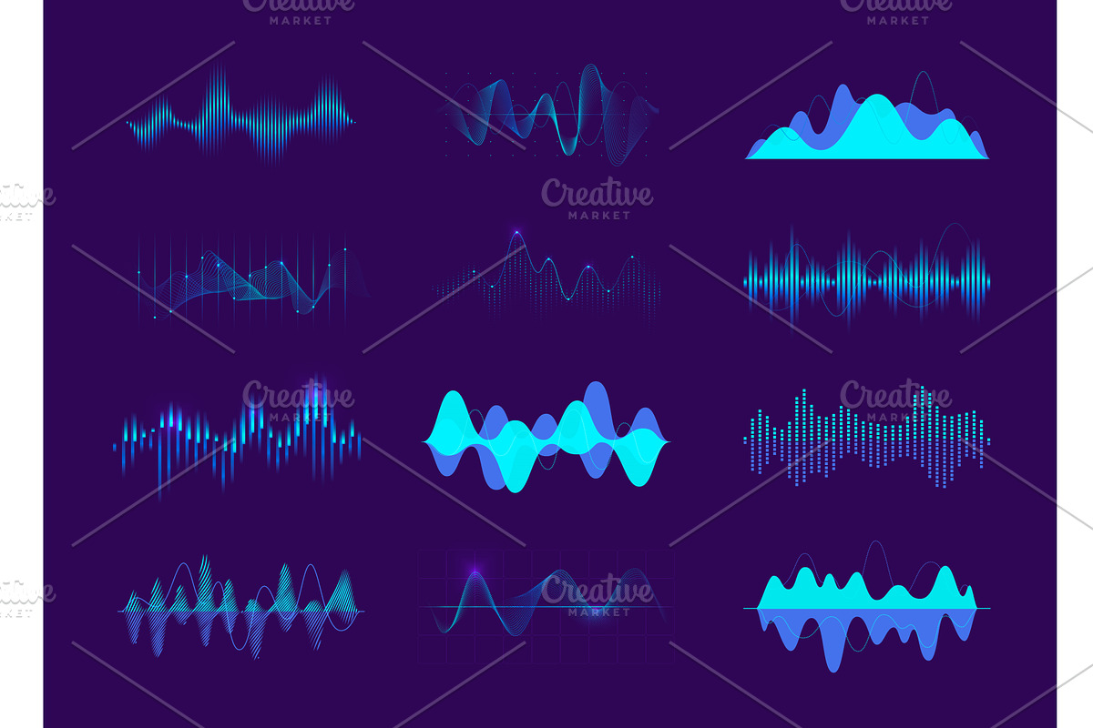 Colorful sound waves. Music rhythm, a Graphic by Frogella