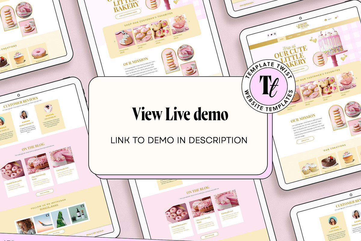 Pastel Pink Bakery Website Template, a Wix Template by Template Twist Shop (Photo 2 of 10)