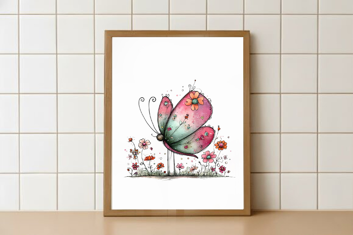 Whimsical Butterfly Flower Clipart, an Illustration by Watercolor design (Photo 6 of 6)