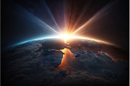a dramatic dawn over a global map, a Nature Photo by Sergey Kotenev