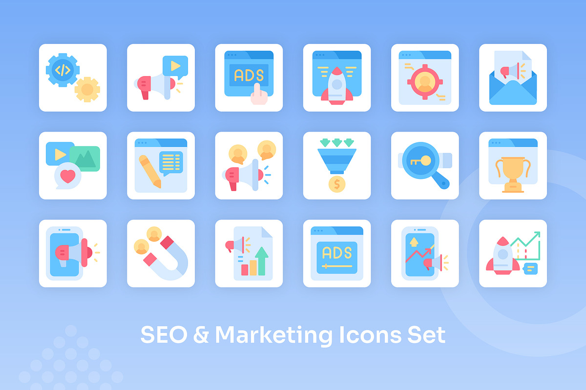 SEO & Marketing Icons Set - Flat, an Icon by Kmg Design (Photo 3 of 3)