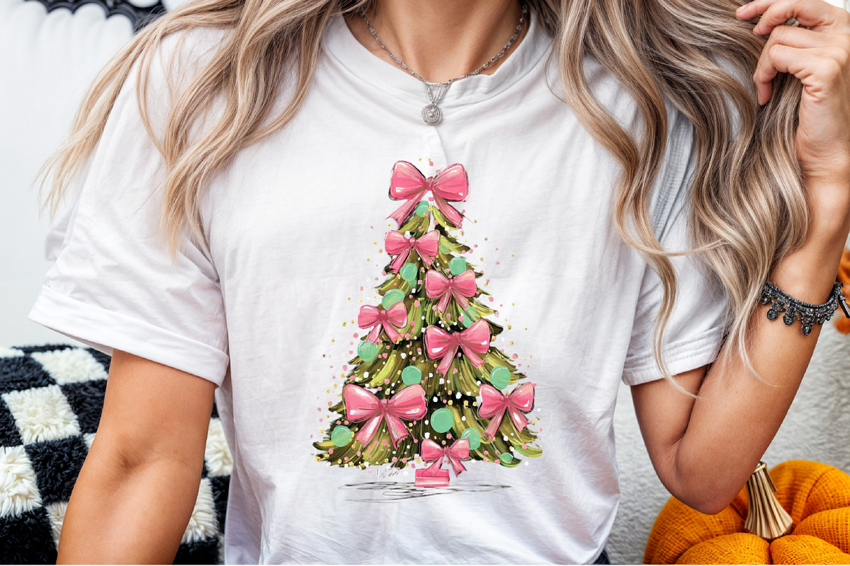 Coquette Pink Bow Christmas Tree PNG, an Illustration by Sublimation Artist (Photo 4 of 9)