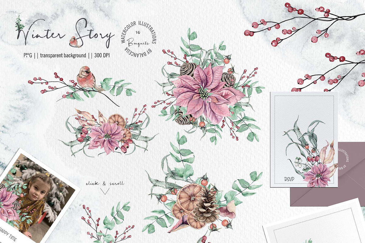 Winter Story Watercolor Clipart, an Animal Illustration by BalanceUA (Photo 3 of 13)