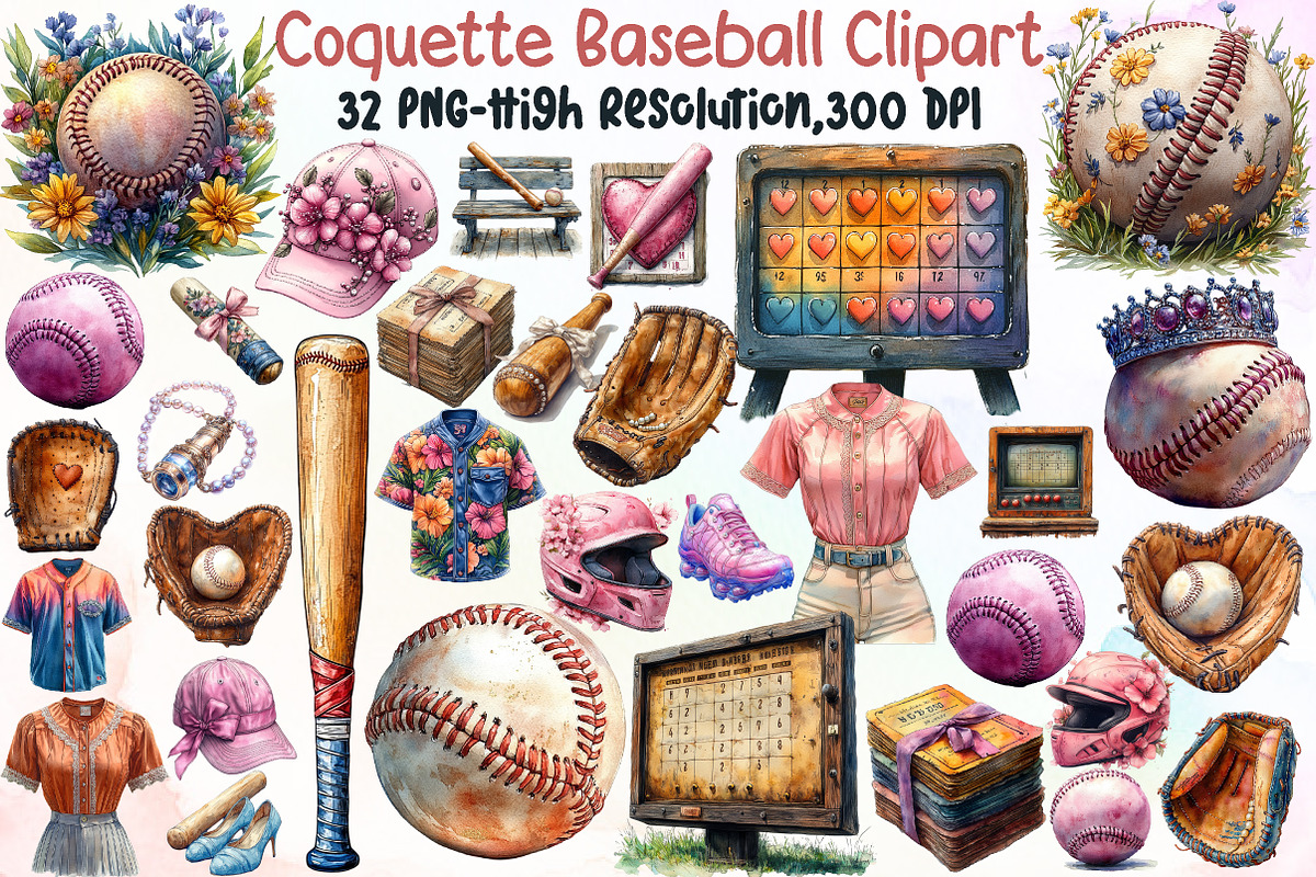 Coquette Baseball Clipart, an Illustration by Sublimation Artist (Photo 1 of 6)
