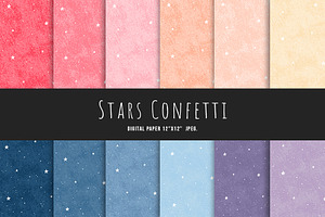 Digital Paper, Stars Confetti