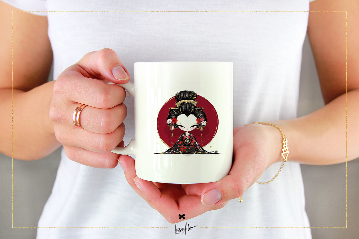 Japanese Kokeshi Dolls Clipart こけし, a Decorative Illustration by KaramfilaS (Photo 3 of 10)
