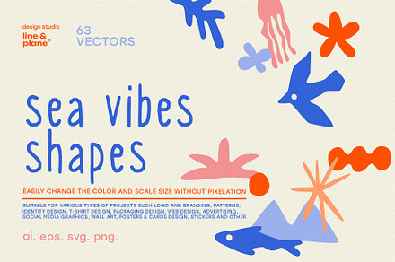 Sea Shapes - 63 Vector Pieces, an Object Graphic by line & plane
