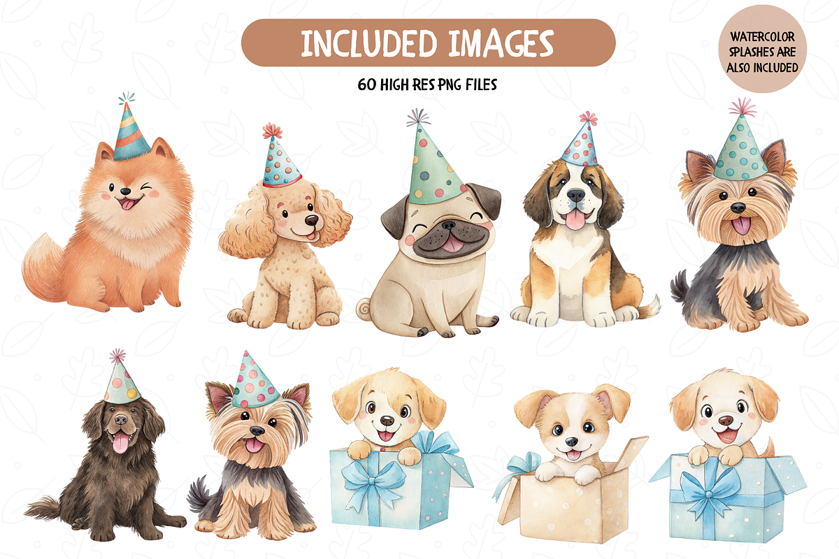 Paw Party Clipart, Dog Birthday, an Illustration by TatiMockup (Photo 4 of 7)