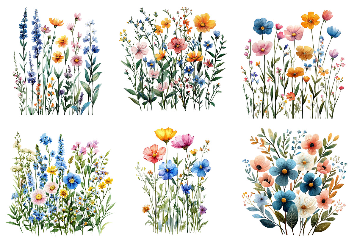 Charming Wild Flowers Watercolor, an Illustration by Designworld (Photo 4 of 8)