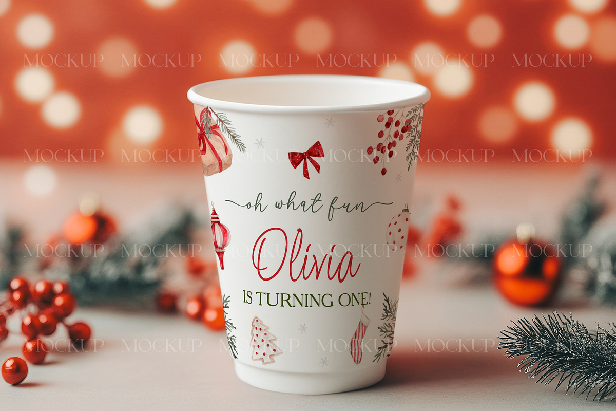 Holiday Cup Mock with Bokeh Lights, a Product Mockup by MockupWizard (Photo 2 of 3)