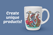Giant octopus attacks whales, an Animal Illustration by gunaonedesign (Thumbnail 2 of 4)