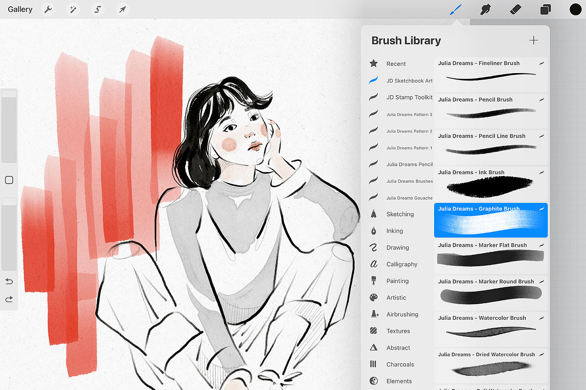 Sketchbook Procreate Brushes, a Brush Add-On by Julia Dreams (Photo 9 of 9)