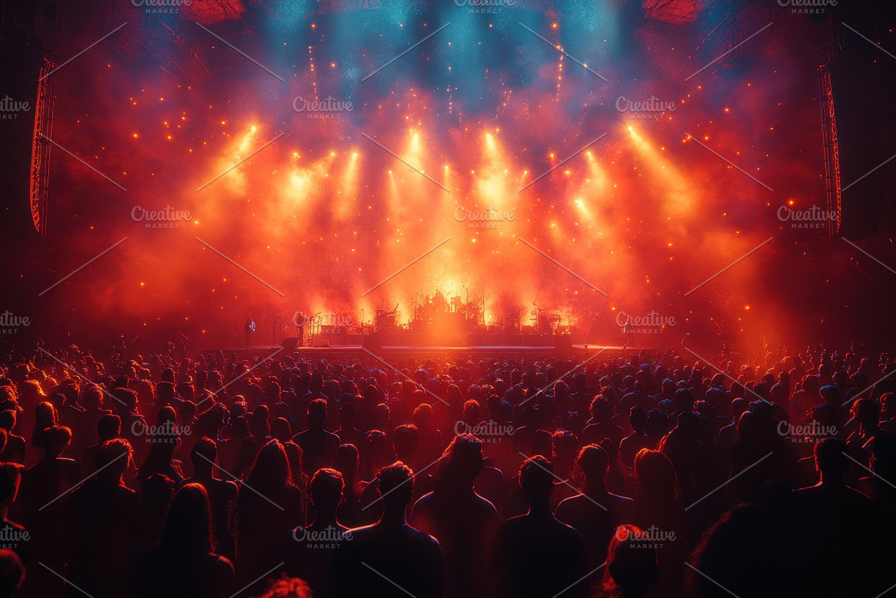 Colorful light display illuminates a, a Photo by Tanuart