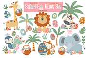 Safari Easter Clipart & paper set, an Animal Illustration by Poppymoondesign (Thumbnail 1 of 5)
