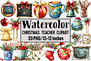 Christmas Teacher Clipart, an Illustration by Design Market (Thumbnail 1 of 3)