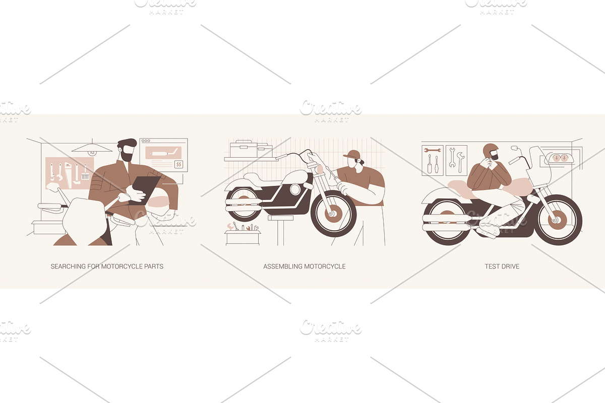 Custom motorcycles isolated cartoon, a Person Illustration by Visual Generation