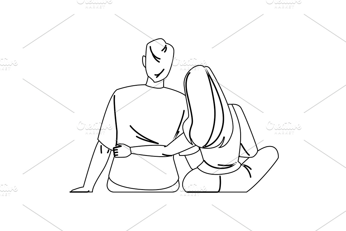 love watching sunrise couple vector, a Person Illustration by pikepicture