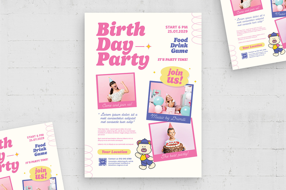 Y2K Birthday Party Flyer Template, a Flyer Template by BrandPacks (Photo 1 of 4)