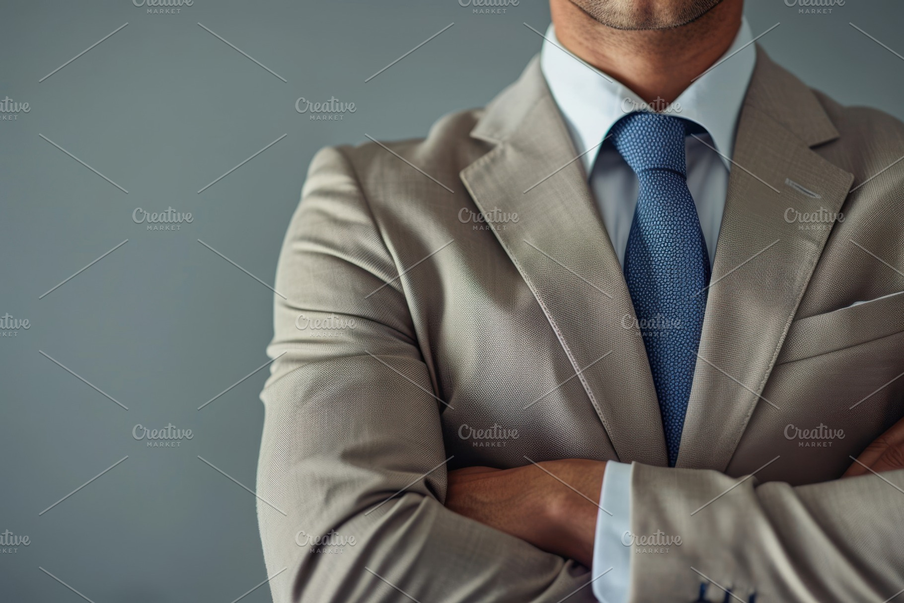 Confident businessman in beige suit, a Business Photo by AlyaAnd