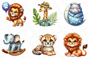 Safari Animals Watercolor Clipart, an Illustration by DreamPrint404 (Thumbnail 2 of 5)